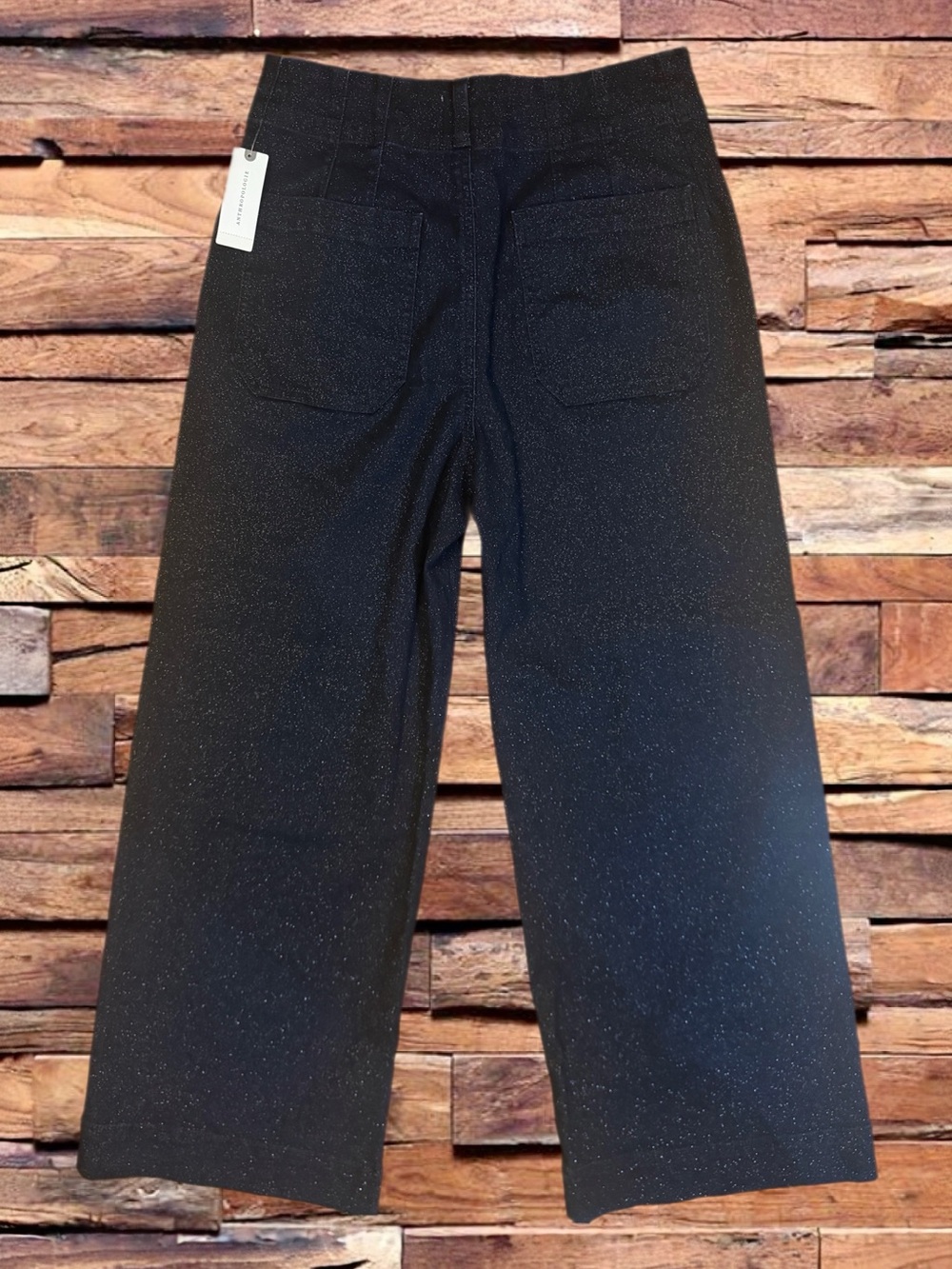 NWT Anthropologie Maeve Colette Sparkle High-Rise Wide-Leg Cropped Jeans - Picture 2 of 5